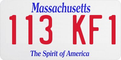 MA license plate 113KF1