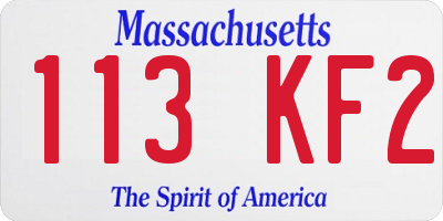 MA license plate 113KF2