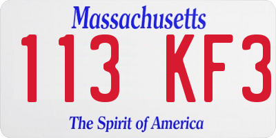 MA license plate 113KF3