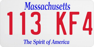 MA license plate 113KF4