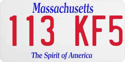 MA license plate 113KF5