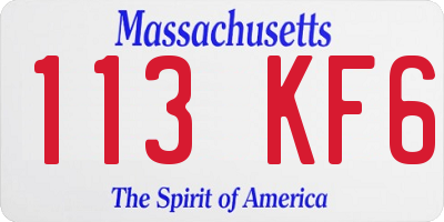 MA license plate 113KF6