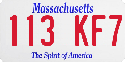 MA license plate 113KF7