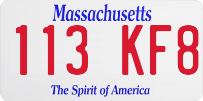 MA license plate 113KF8