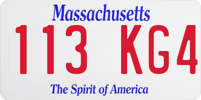 MA license plate 113KG4