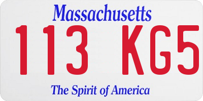 MA license plate 113KG5