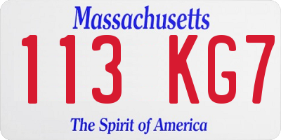 MA license plate 113KG7