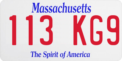 MA license plate 113KG9