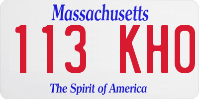 MA license plate 113KH0