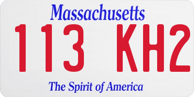 MA license plate 113KH2