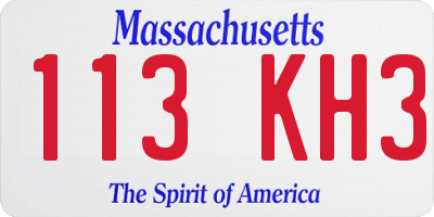 MA license plate 113KH3
