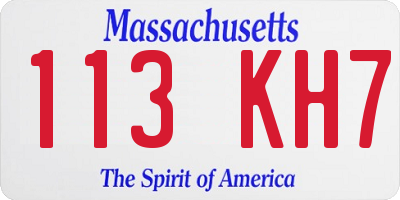 MA license plate 113KH7