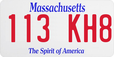 MA license plate 113KH8