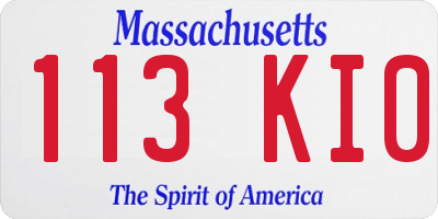 MA license plate 113KI0