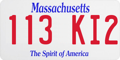 MA license plate 113KI2