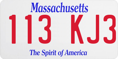 MA license plate 113KJ3