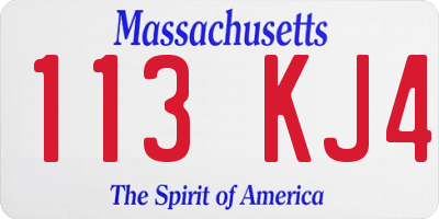 MA license plate 113KJ4