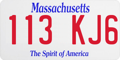 MA license plate 113KJ6