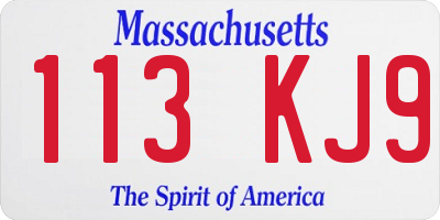 MA license plate 113KJ9