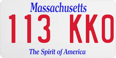 MA license plate 113KK0