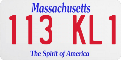 MA license plate 113KL1