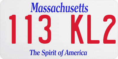 MA license plate 113KL2