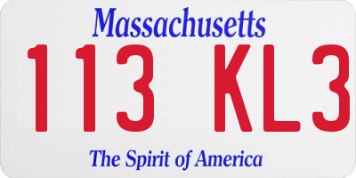 MA license plate 113KL3