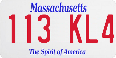 MA license plate 113KL4