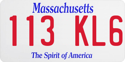 MA license plate 113KL6