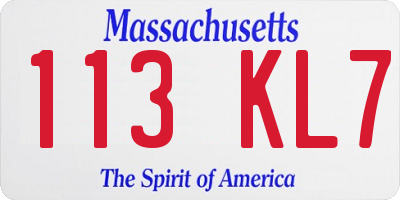 MA license plate 113KL7