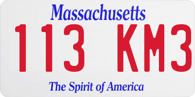 MA license plate 113KM3