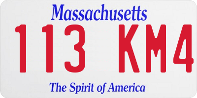MA license plate 113KM4