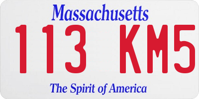 MA license plate 113KM5
