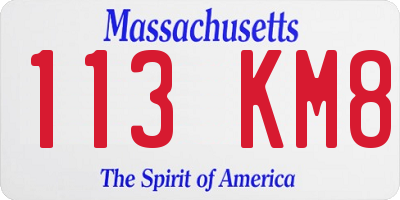 MA license plate 113KM8