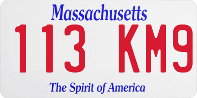 MA license plate 113KM9
