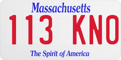 MA license plate 113KN0