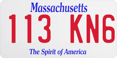 MA license plate 113KN6
