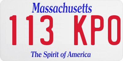 MA license plate 113KP0