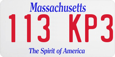 MA license plate 113KP3