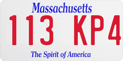MA license plate 113KP4