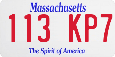 MA license plate 113KP7