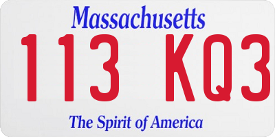 MA license plate 113KQ3