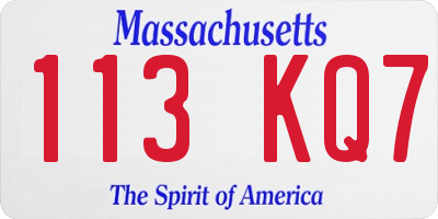 MA license plate 113KQ7