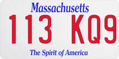 MA license plate 113KQ9