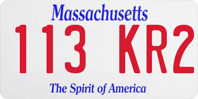 MA license plate 113KR2