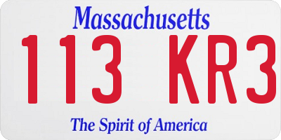 MA license plate 113KR3