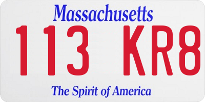 MA license plate 113KR8