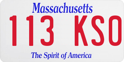 MA license plate 113KS0
