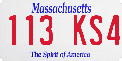 MA license plate 113KS4