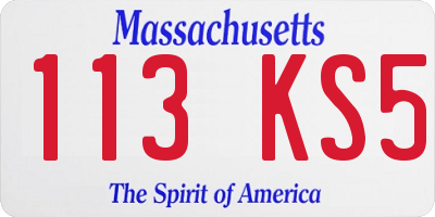 MA license plate 113KS5